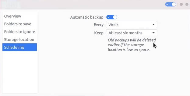 Configuring the backup schedule in Ubuntu Backups