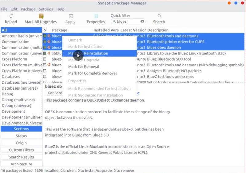 Removing packages using Synaptic