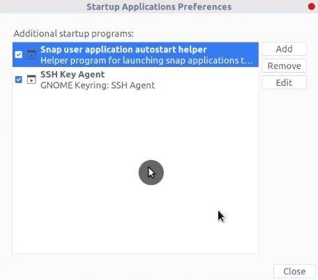 The default list of Startup Applications in Ubuntu 18.04/20.04