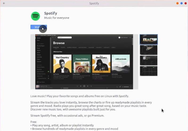 Installing Spotify client from Software Center