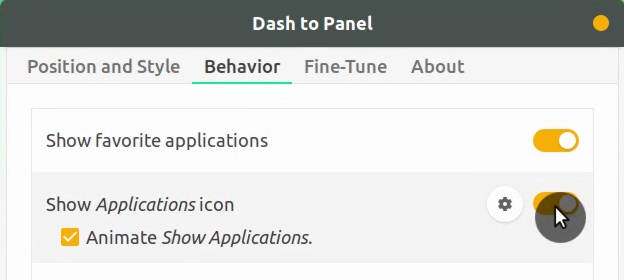 Disable Dash menu in Dash to Panel