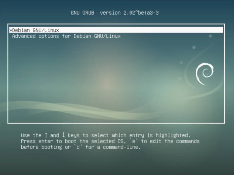 Debian Grub menu