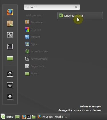 Opening Driver manager from main menu