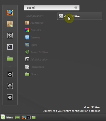 Opening dconf-editor from the main menu