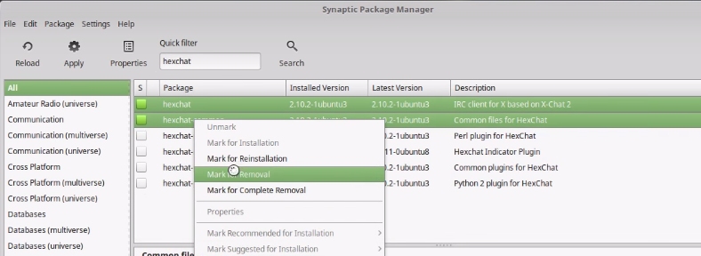 Removing Hexchat program
