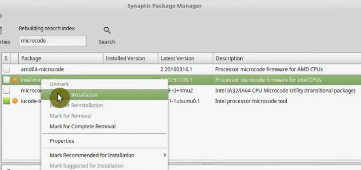 Installing intel-microcode package