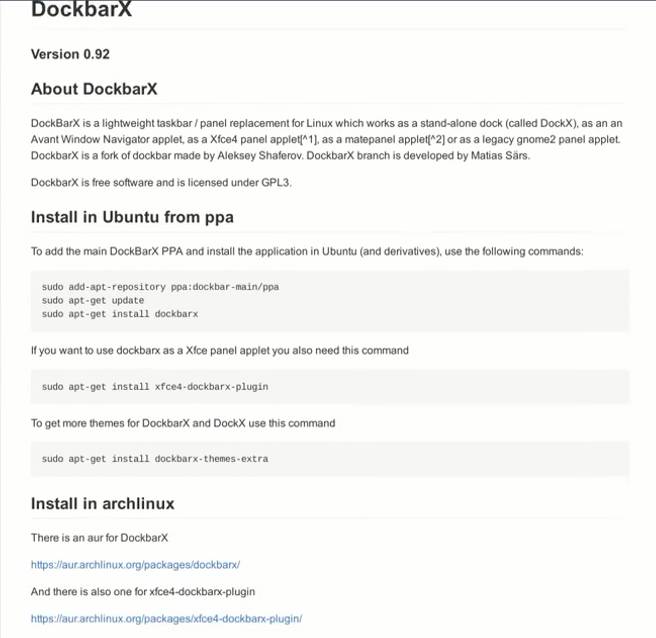 DockBarX panel in XFCE