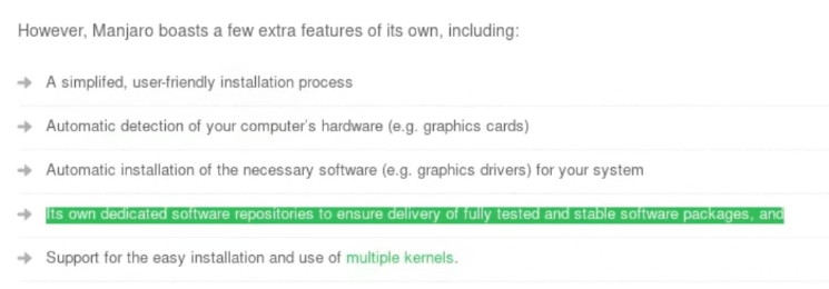 Some information from the Manjaro website