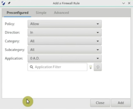 Adding a Firewal rule with GUFW