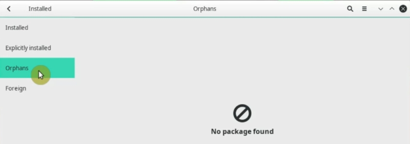 Showing the orphans packages