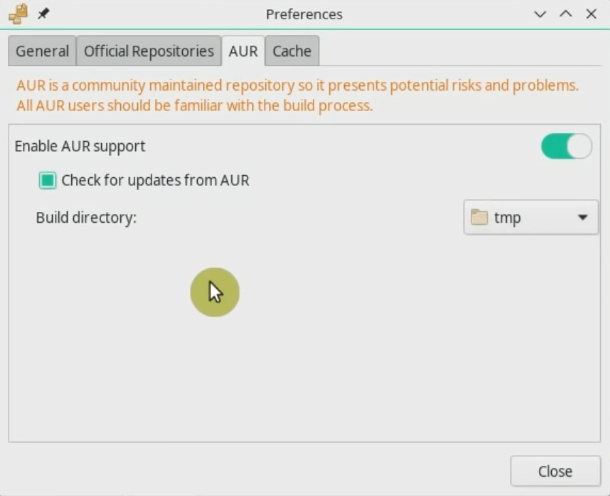 Enabling AUR repository