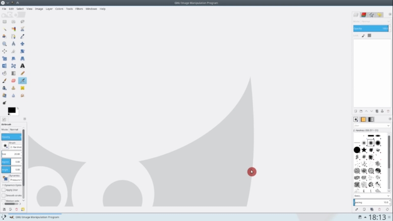 GIMP efter konfiguration af GTK-udseende på Plasma 5