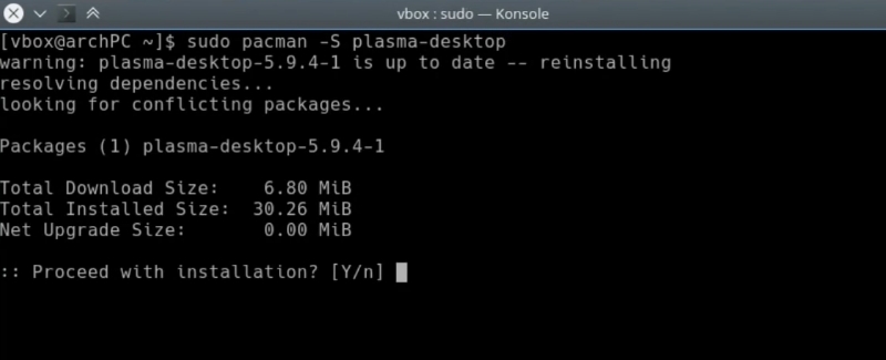 3.- Installing Plasma using plasma-desktop package