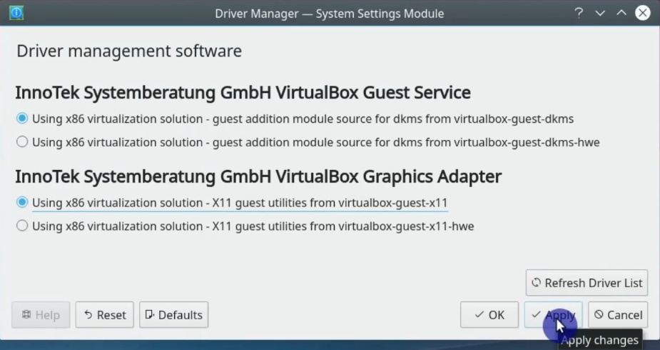 Installing Drivers from Graphical tool
