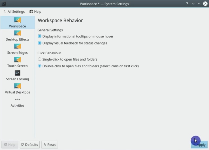 Enabling Double click to open folders and files