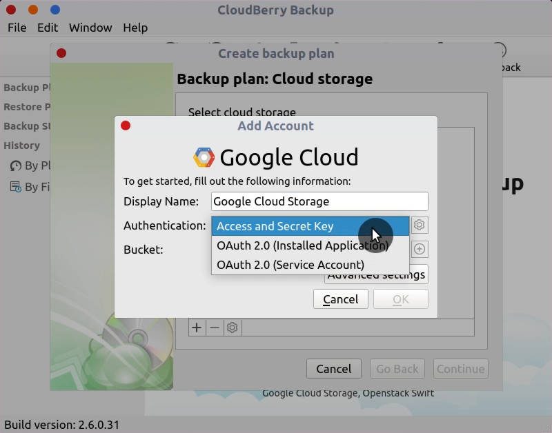 Cloudberry Backup plan name