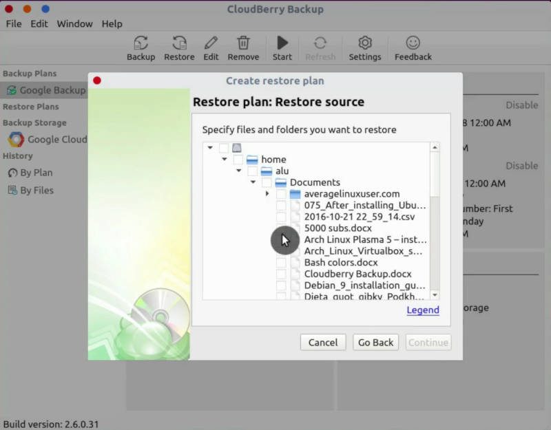 Cloudberry Backup: What to restore