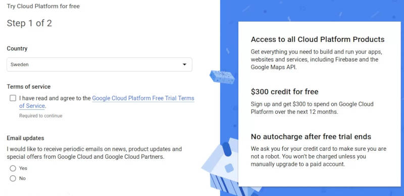 Google Cloud free trial