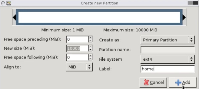 Creating a new partition
