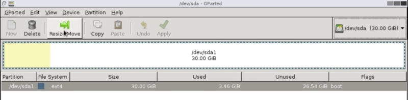 Resize the partition