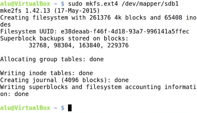 Making a new filesystem to the partition