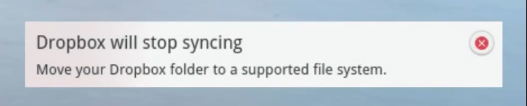 Dropbox will stop syncing alert