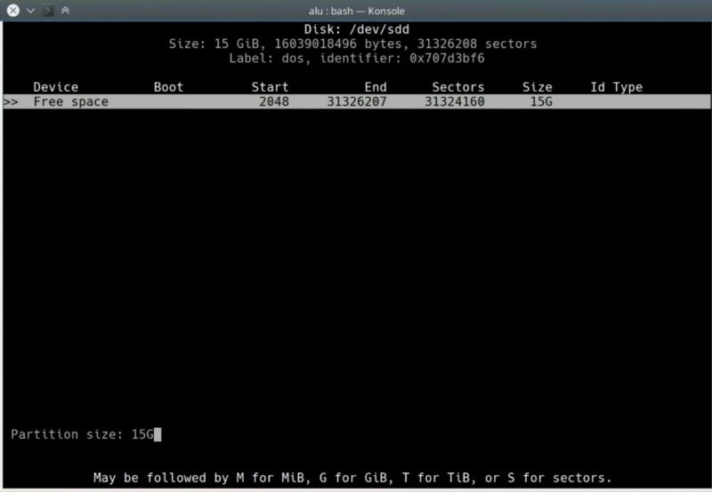 Setting the partition space