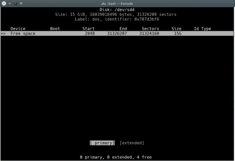 Choosing the partition type