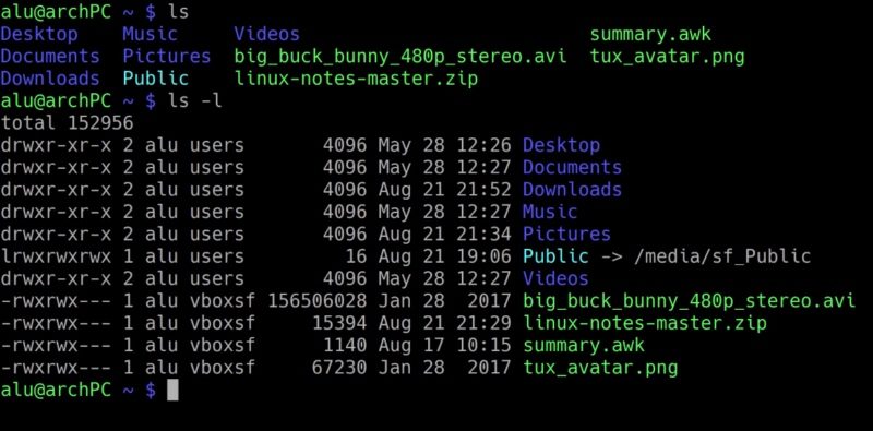Linux terminal color scheme example