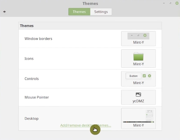 Add/remove desktop themes