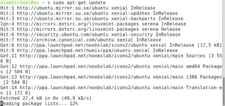 Running apt-get update command to refresh APT cache