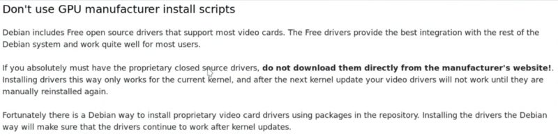 Debian external drivers warning 