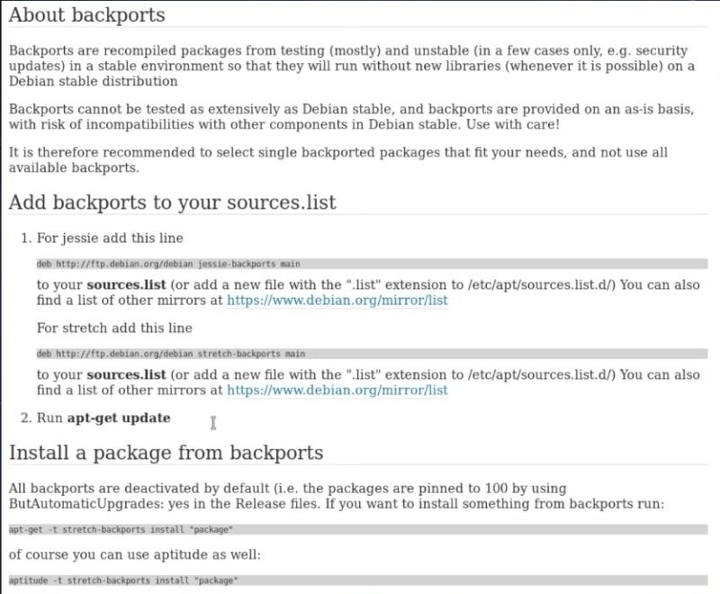 Using the Debian Backports