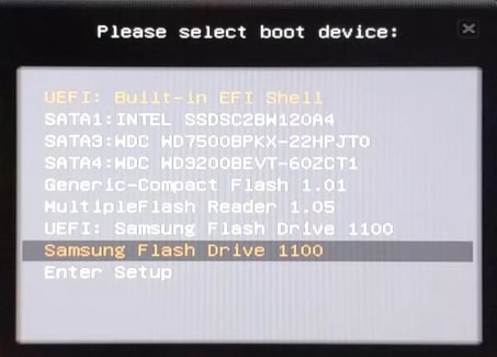 Boot menu