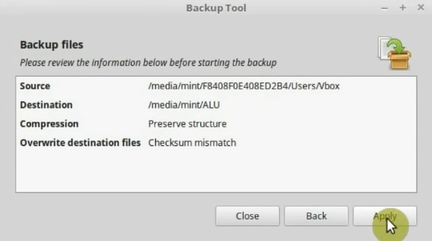 Backup toll summary