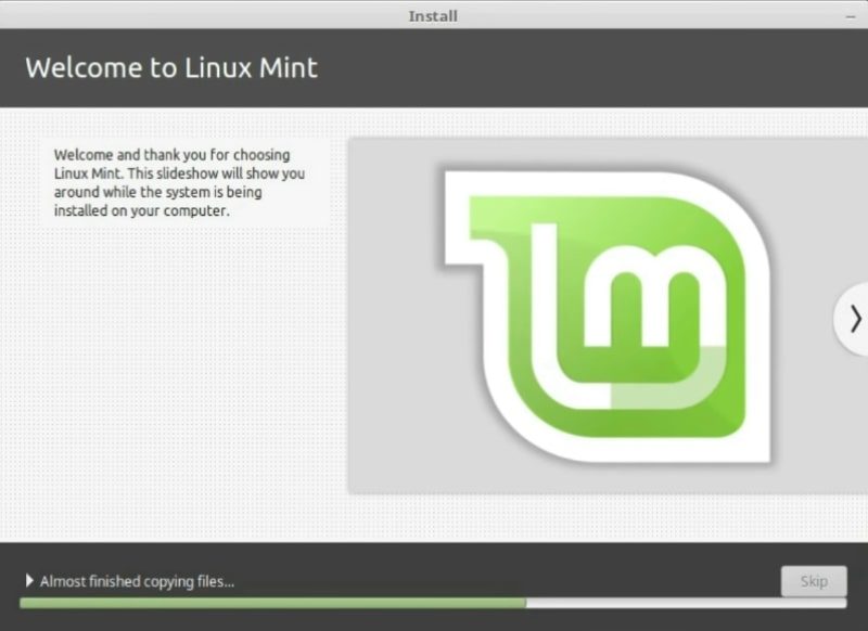 Linux Mint installation guide is almost complete