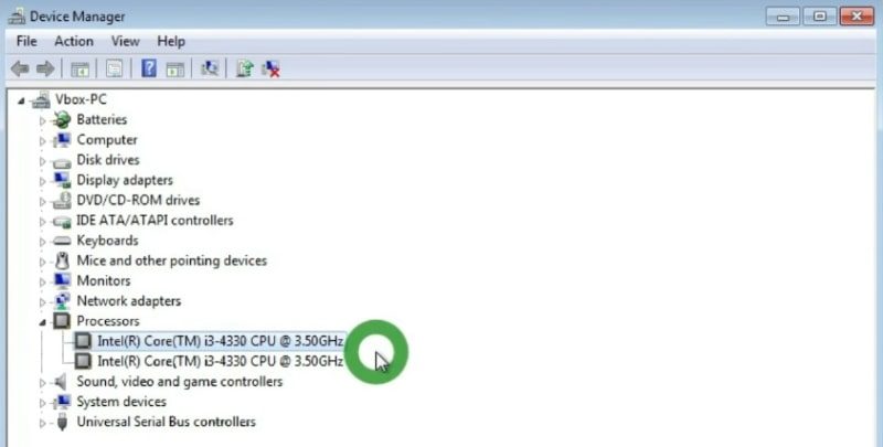 Showing the processor model