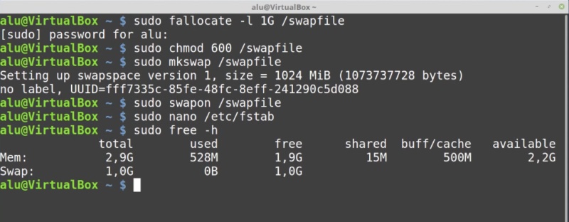 4. Check the Linux swap file status