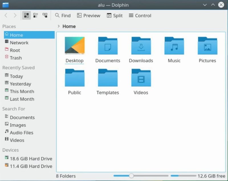 Dolphin file manager by default