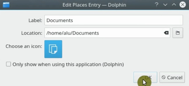 Apply the icon change in Dolphin file manager