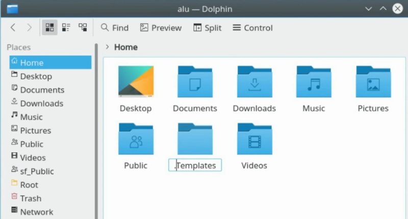 Hide the Templates folder from home view of Dolphin file manager