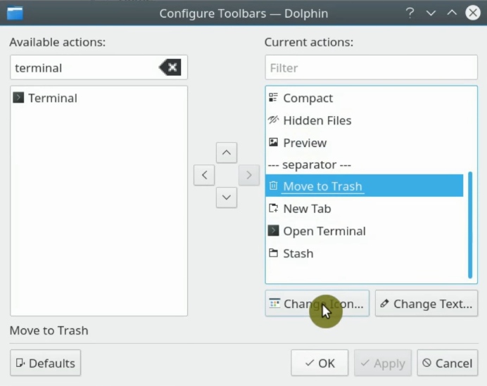 Changing the move to trash icon in Dolphin file manager