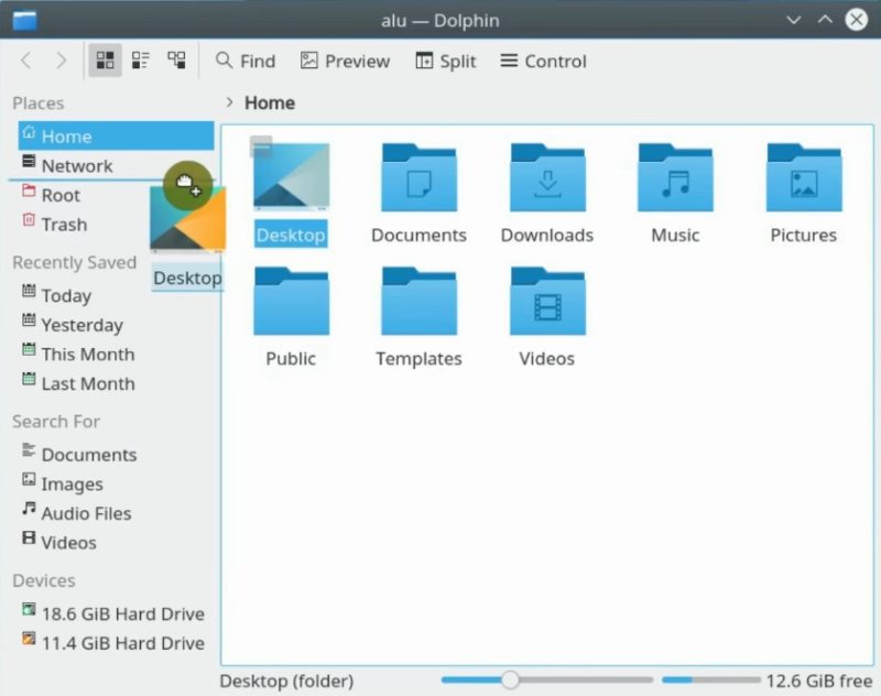 Configuring the Places shortcuts in Dolphin file manager