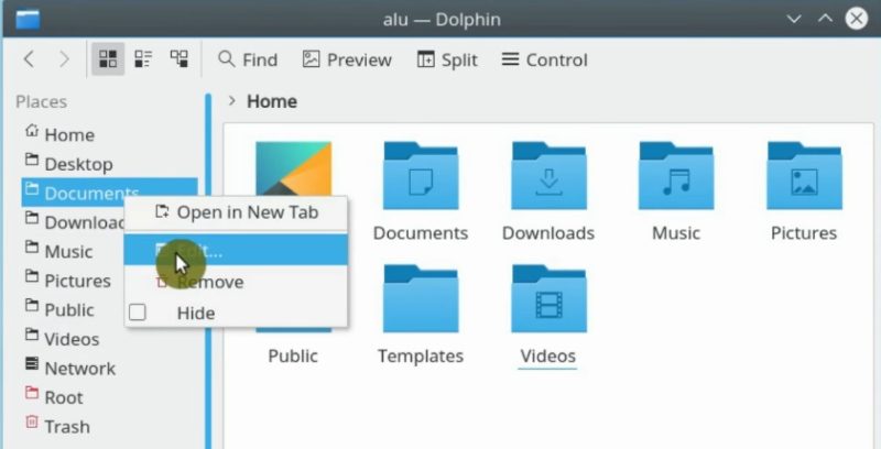 Edit the shortcuts icons in Dolphin