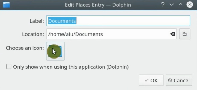 Edit places entry icon in Dolphin