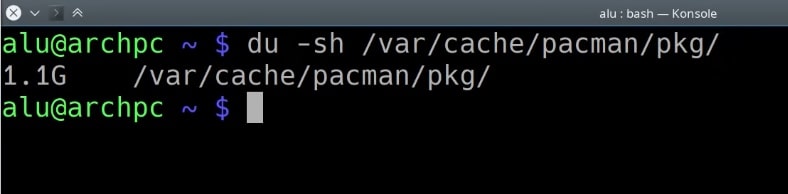 Showing the size of downloaded packages in my Arch Linux