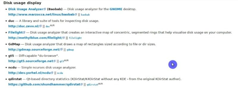 Others disk usage display tools