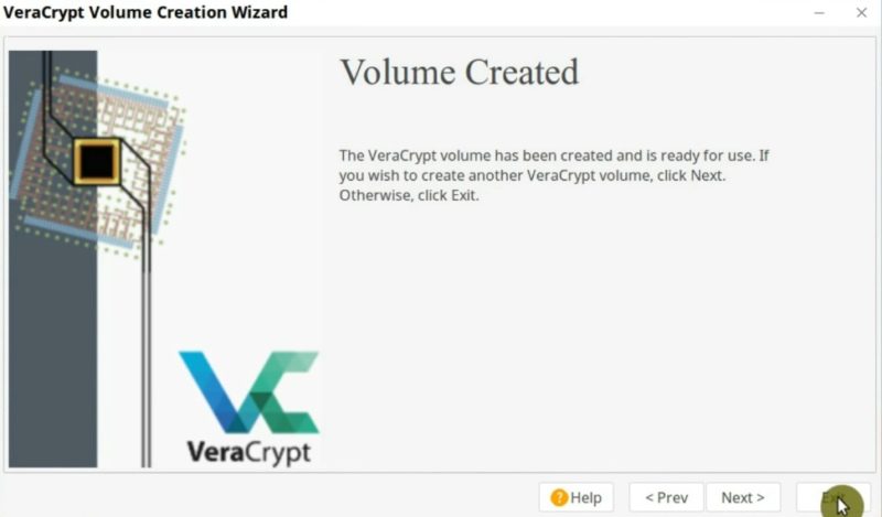 VeraCrypt encrypted volume is created successfully