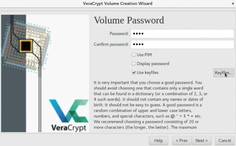 Set a Veracrypt volume password and the keyfile to decrypt  the volume