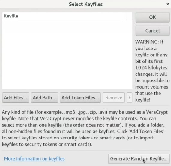 Generate a random keyfile for Veracrypt